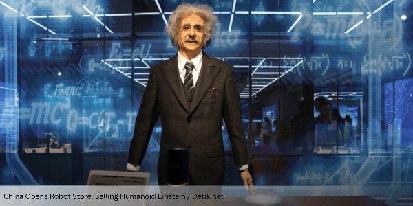 China Opens Robot Store, Selling Humanoid Einstein and Restaurant Waiter Robots in Beijing